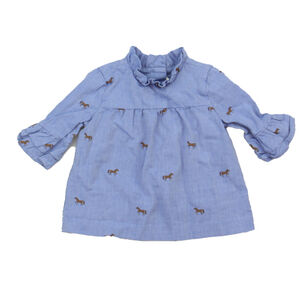 Janie Jack Girls Blue Horses Blouse size: 12-18 Months